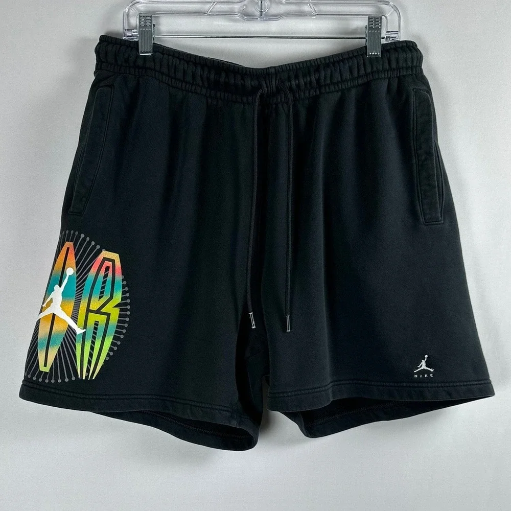 Nike Air Jordan Flight MVP Fleece Shorts Men's XL Black Neon Graphic DQ7552-010